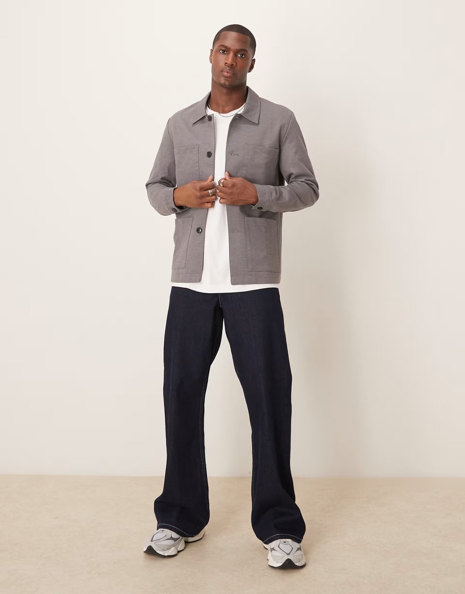 ASOS Selected jersey boxy suit jacket slim fit in grey - 3