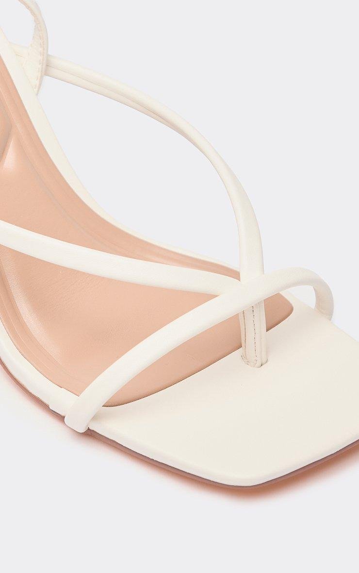 EGO Zaynah Strappy Square Toe Slingback Heel In White Faux Leather, Women's Size UK 3 - 2