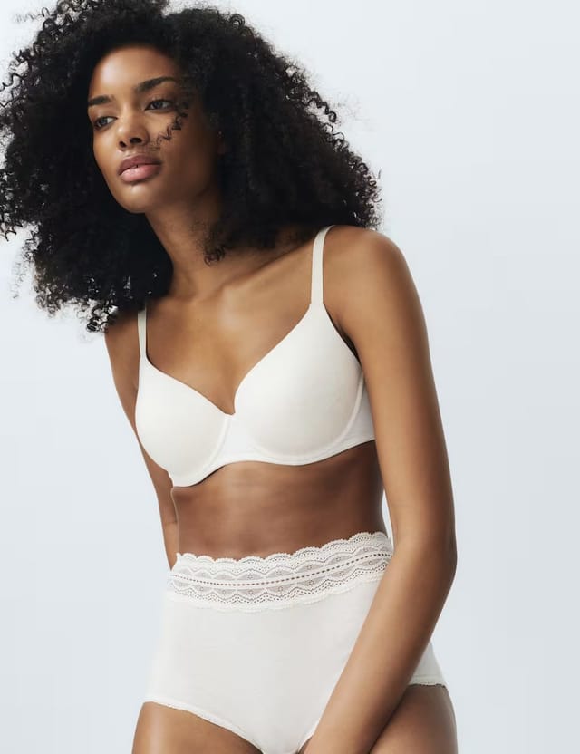 Marks & Spencer M&S 3pk Cotton Rich High Rise Shorts Oatmeal Mix - 2