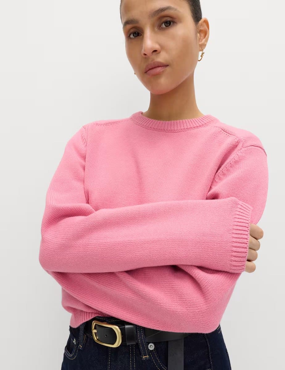 Marks & Spencer M&S Classic Cropped Jumper in Medium Rose