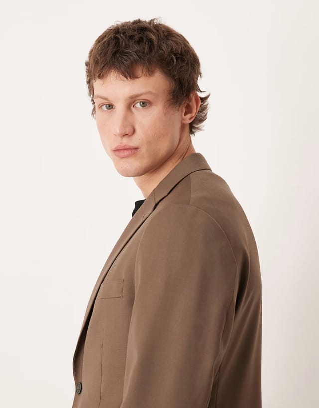 ASOS Mango Turin 100% wool tailored blazer co-ord in brown - 3