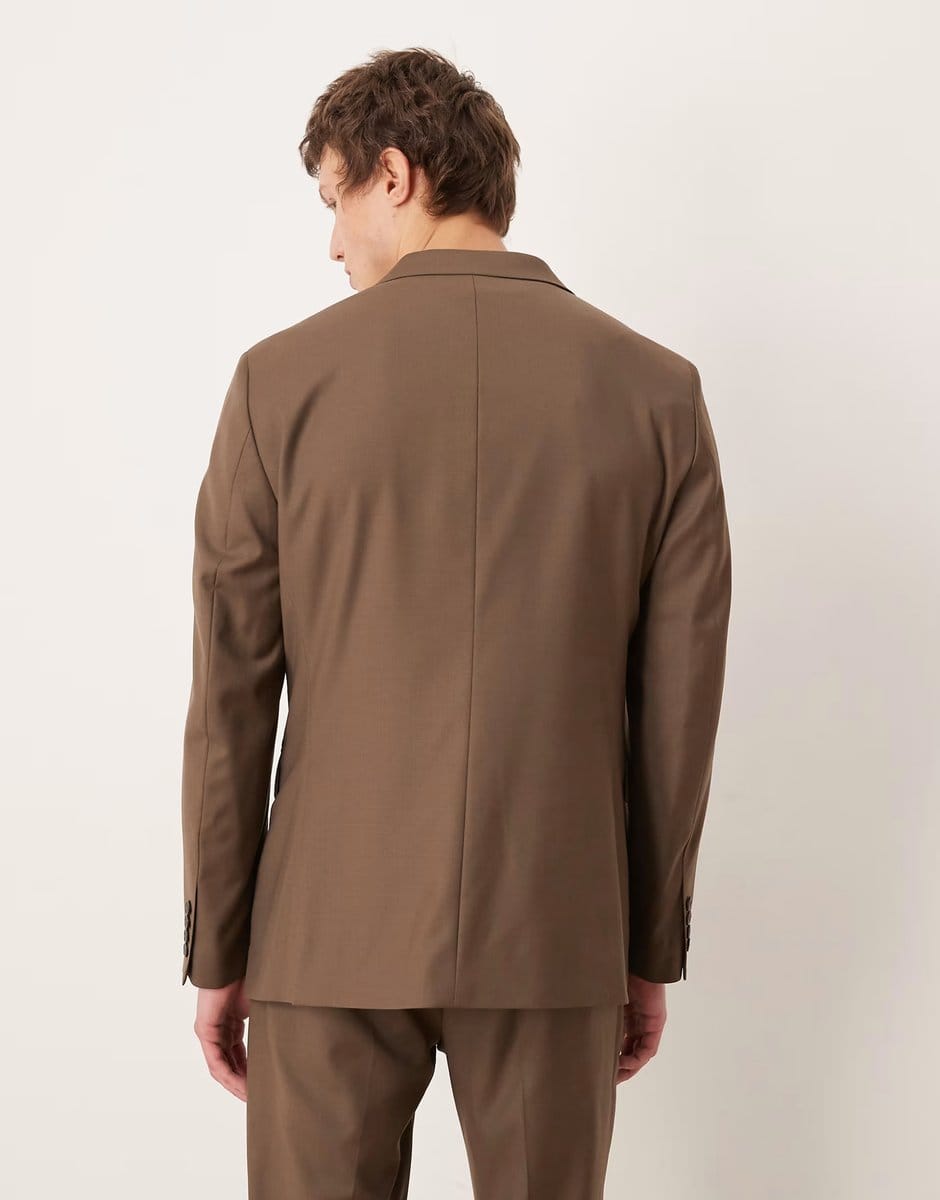 ASOS Mango Turin 100% wool tailored blazer co-ord in brown - 4
