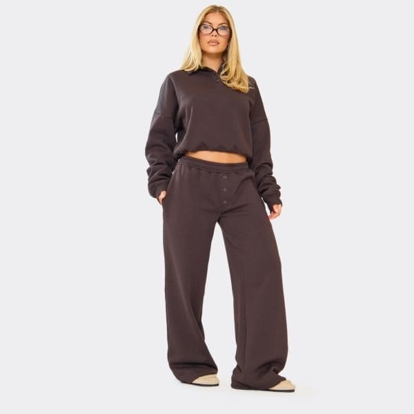 EGO Long Sleeve Collared Polo Sweatshirt In Chocolate Brown, Women's Size UK 4 - 2