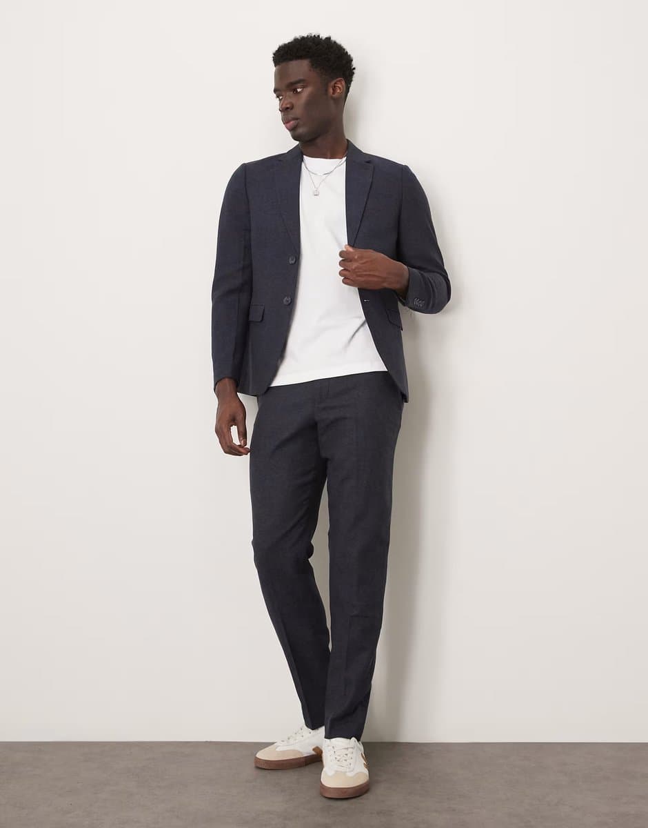 ASOS ASOS Navy Wool Mix Trouser