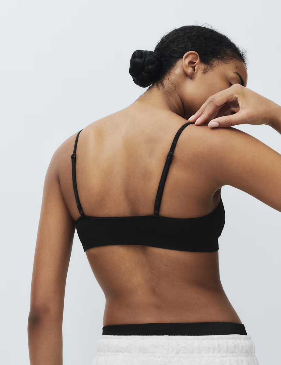 Marks & Spencer M&S 3 Pack Microfibre Seamless Non Wired Crop Tops Black Mix - 2