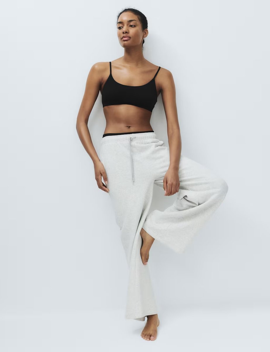 Marks & Spencer M&S 3 Pack Microfibre Seamless Non Wired Crop Tops Black Mix - 3