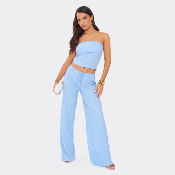 EGO Bandeau Straight Edge Detail Top In Blue, Women's Size UK 6 - 2