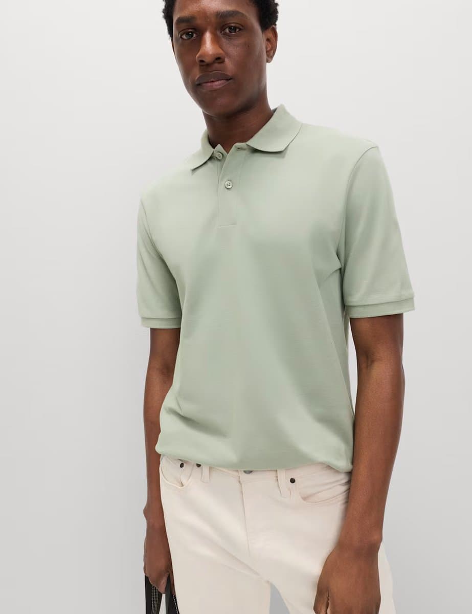 Marks & Spencer M&S Ultimate Regular Fit Pique Polo Shirt Pistachio