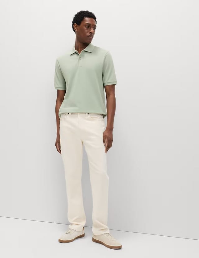 Marks & Spencer M&S Ultimate Regular Fit Pique Polo Shirt Pistachio - 3