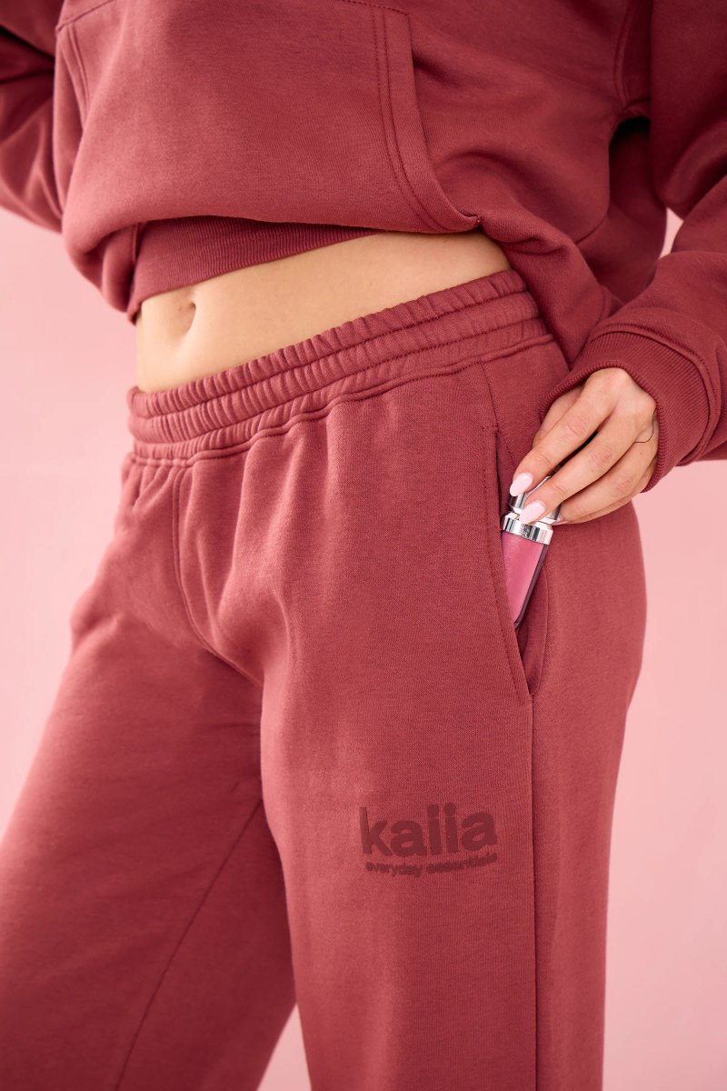Kaiia Kaiia Matte Slogan Wide Leg Joggers Toast - 2