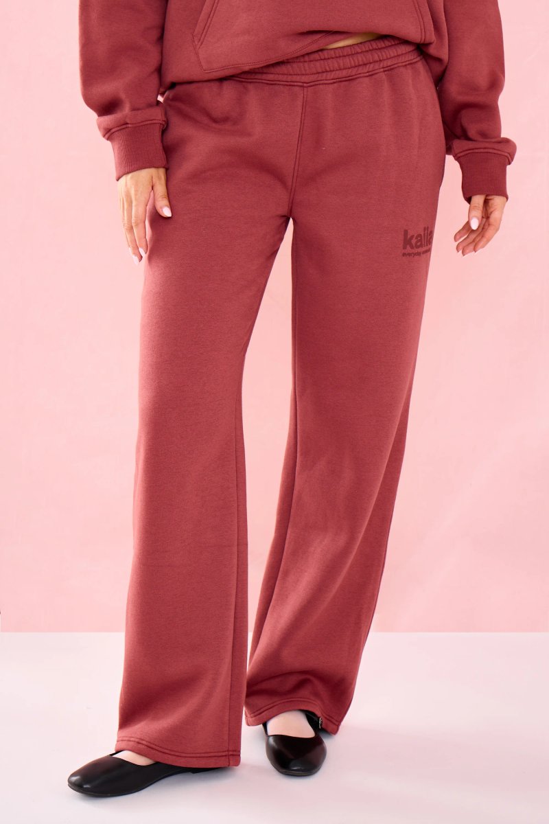 Kaiia Kaiia Matte Slogan Wide Leg Joggers Toast - 3