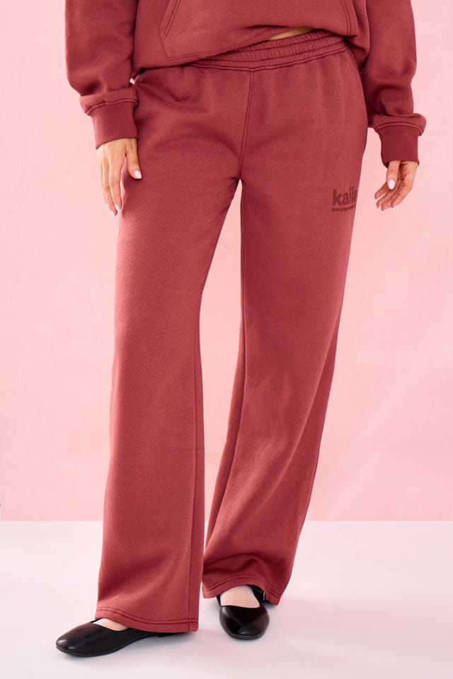 Kaiia Kaiia Matte Slogan Wide Leg Joggers Toast - 3