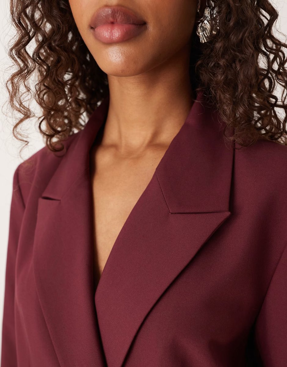 ASOS ASOS DESIGN double breasted blazer in dark cherry - 3