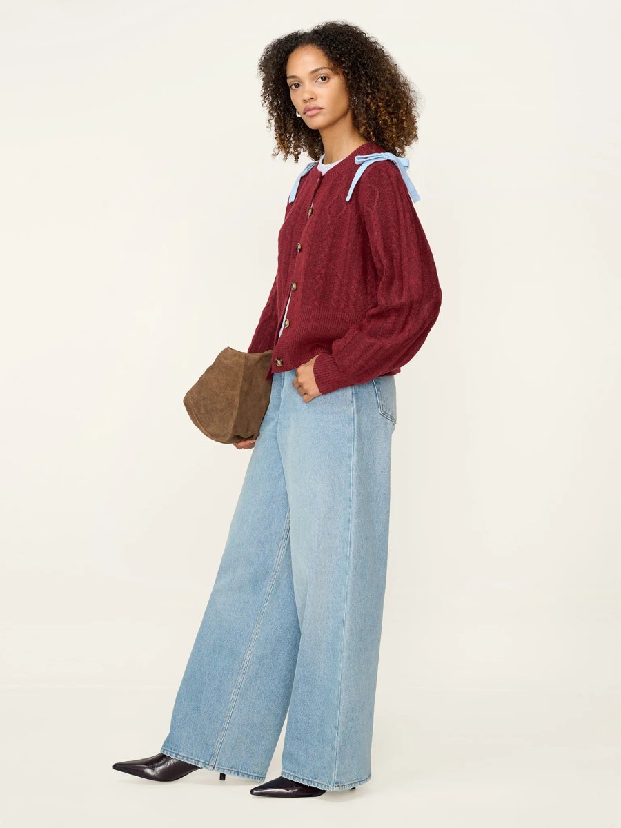 OMNES Eugina Cardigan in Merlot - 2