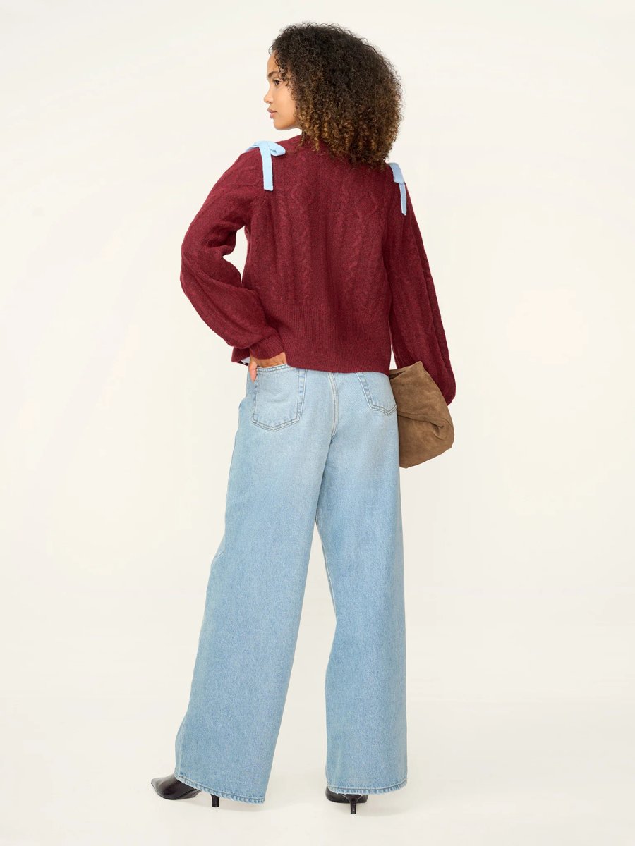 OMNES Eugina Cardigan in Merlot - 3