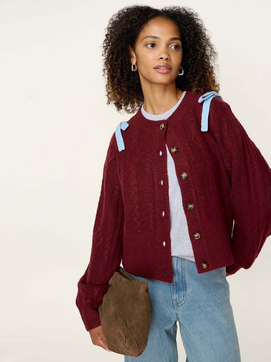 OMNES Eugina Cardigan in Merlot - 4