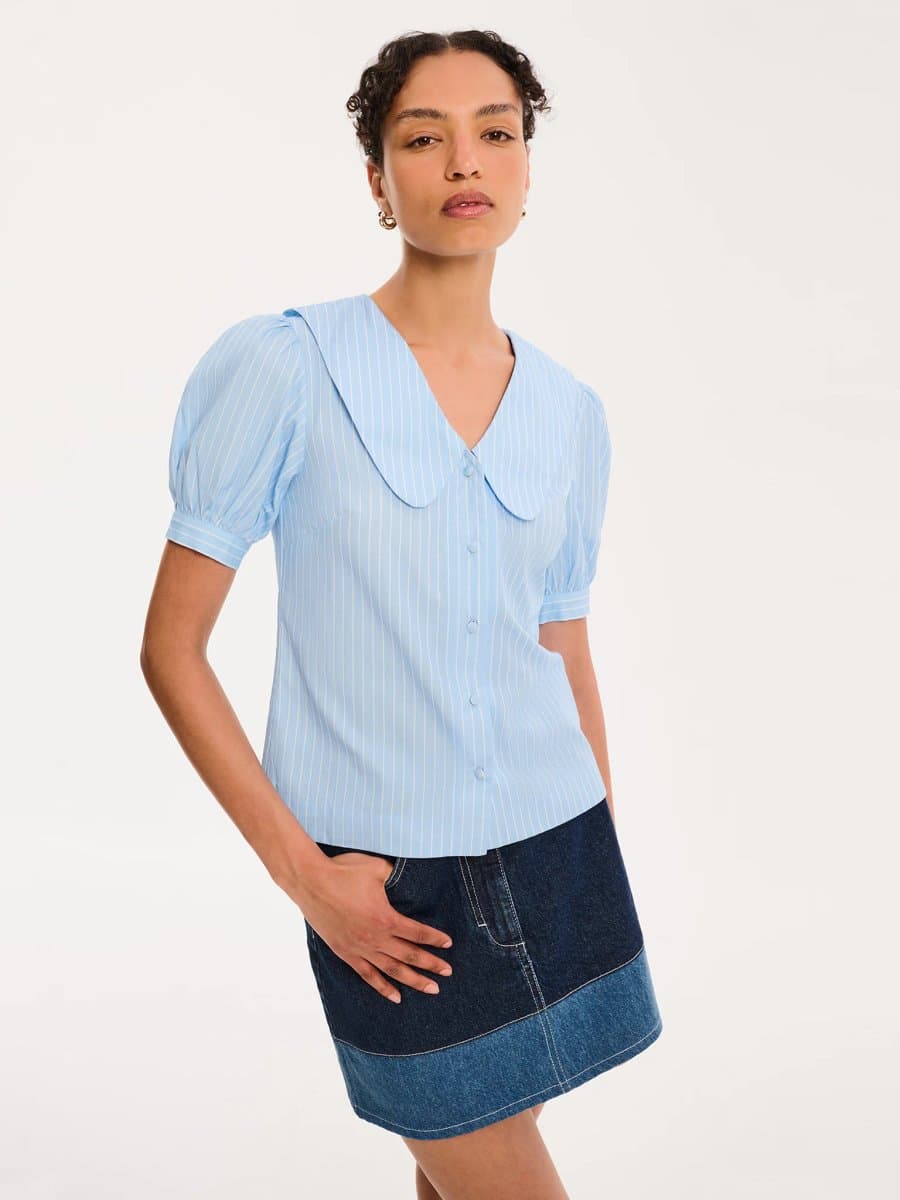 OMNES Kyra Shirt in Blue and White Stripe