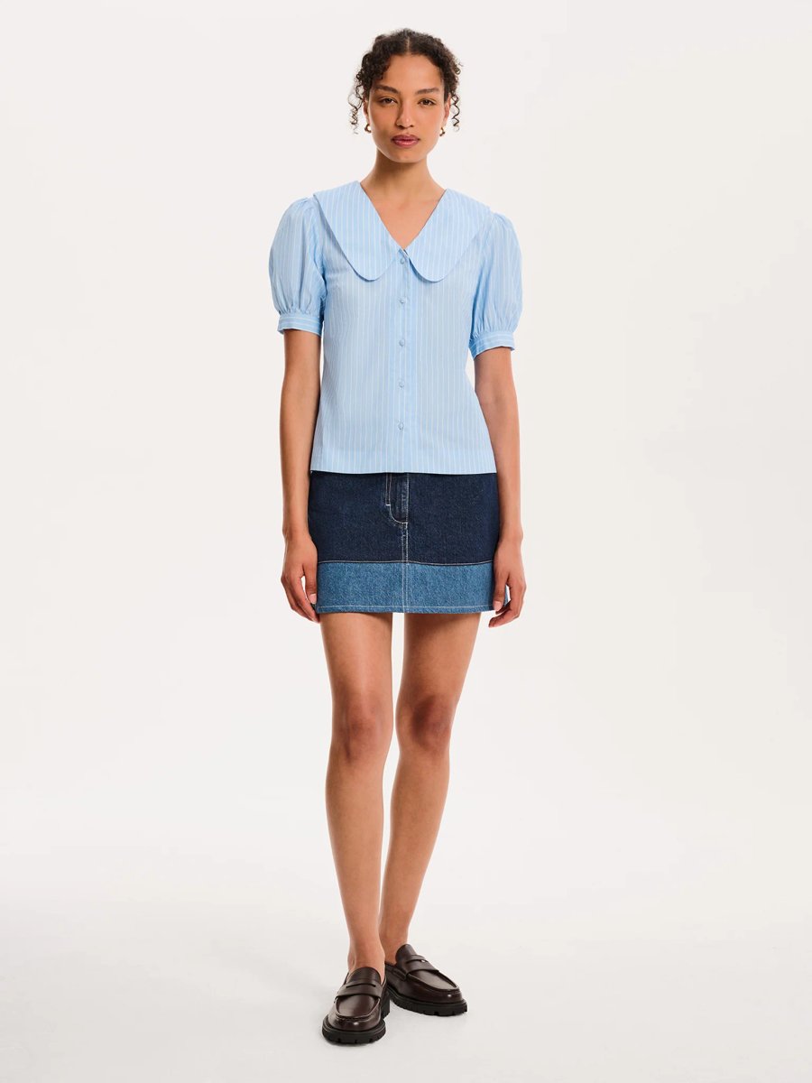 OMNES Kyra Shirt in Blue and White Stripe - 2