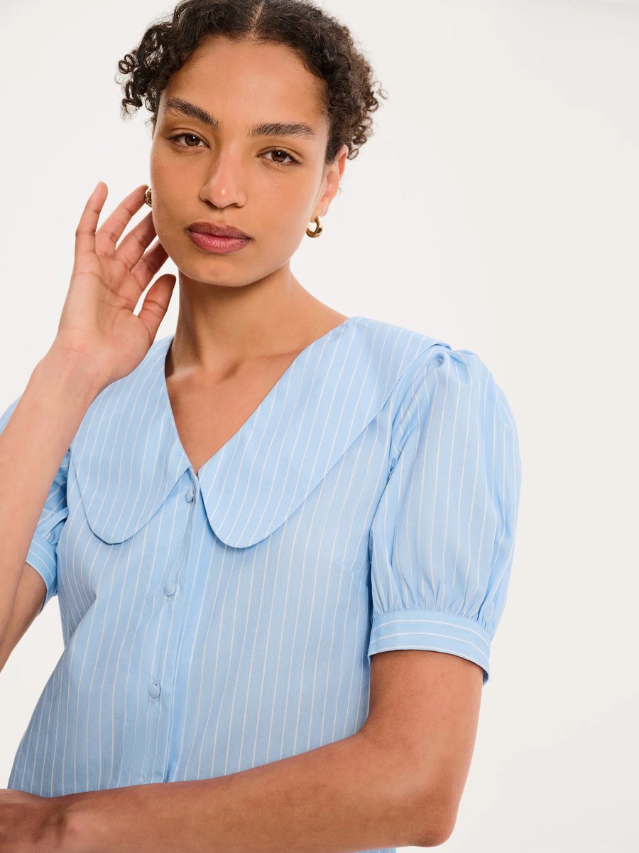 OMNES Kyra Shirt in Blue and White Stripe - 3