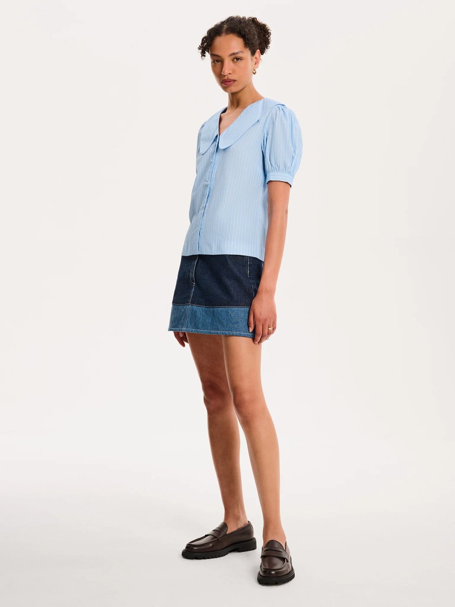 OMNES Kyra Shirt in Blue and White Stripe - 4