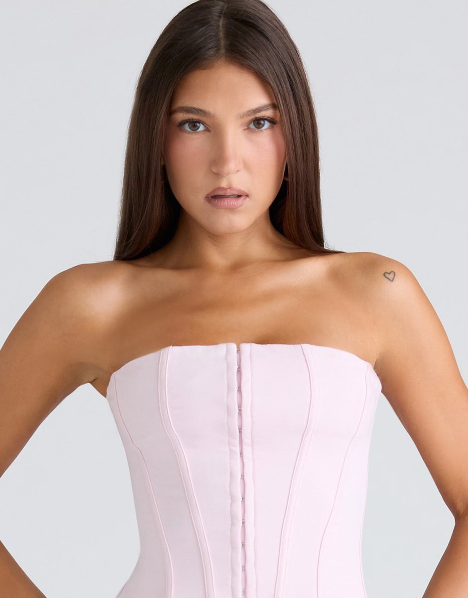 ASOS House of CB The strapless pink stretch corset top in pink - 4