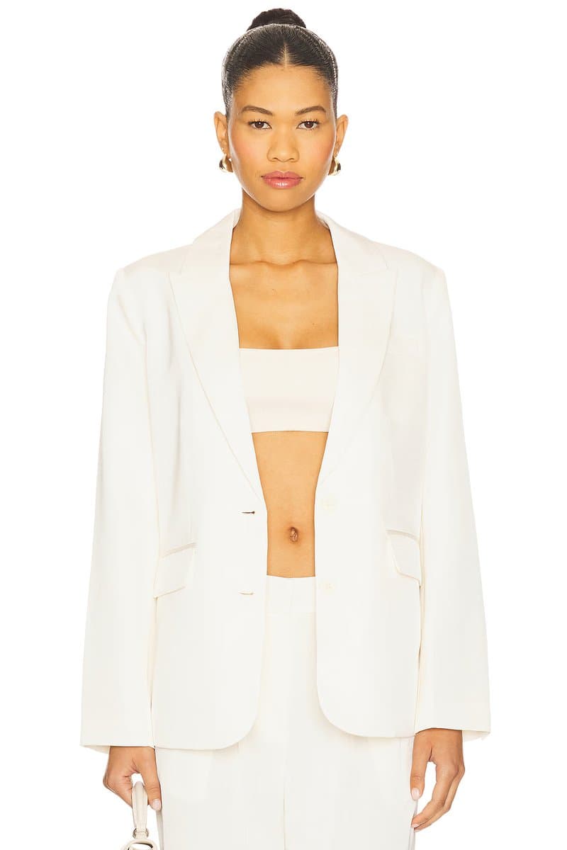 revolve Revolve Camille Satin Blazer in Cream