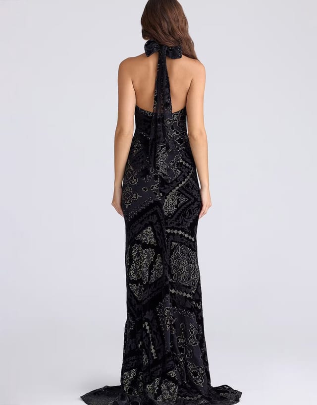 ASOS House of CB Oliviana black & gold devore velvet maxi gown in black & gold - 2