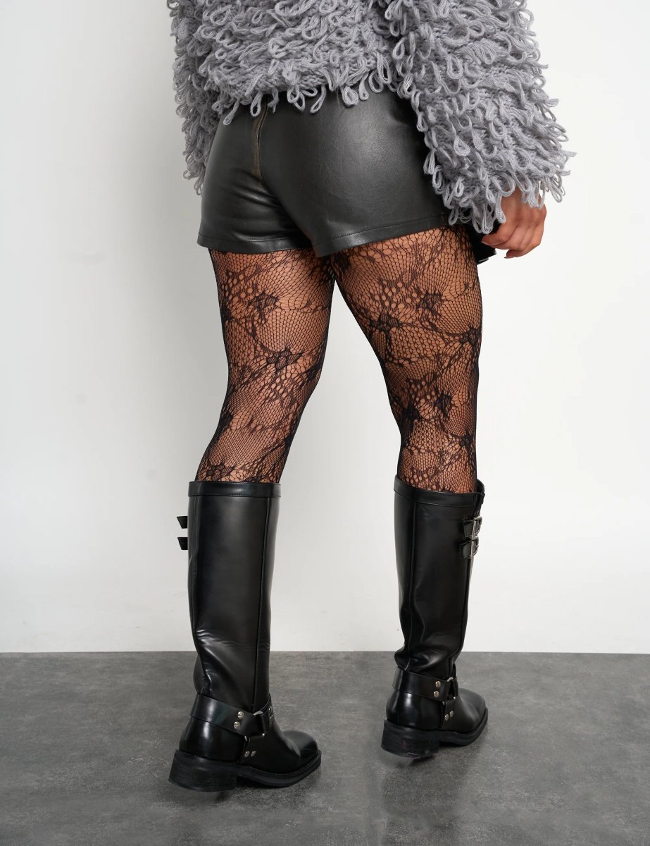 Public Desire Faux Leather Belted Mini Skort Black - 4