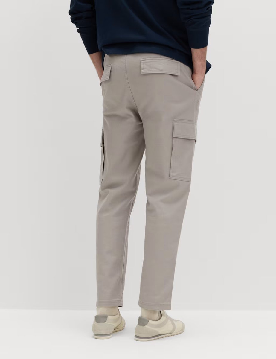 Marks & Spencer M&S Tapered Fit Stretch Cargo Trousers Pebble - 4