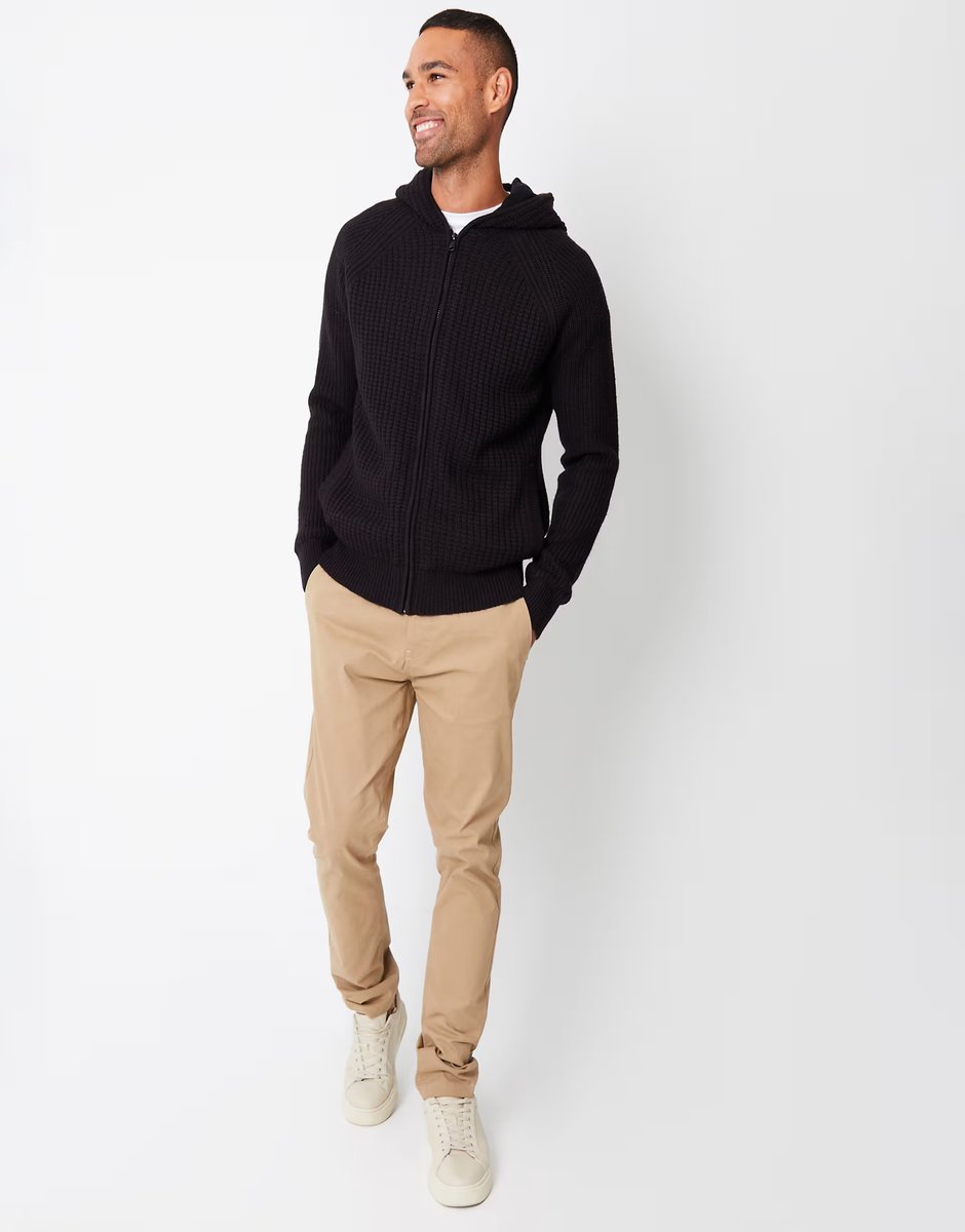 ASOS Threadbare Zip-up knitted hoodie with microfleece lining in black - 2
