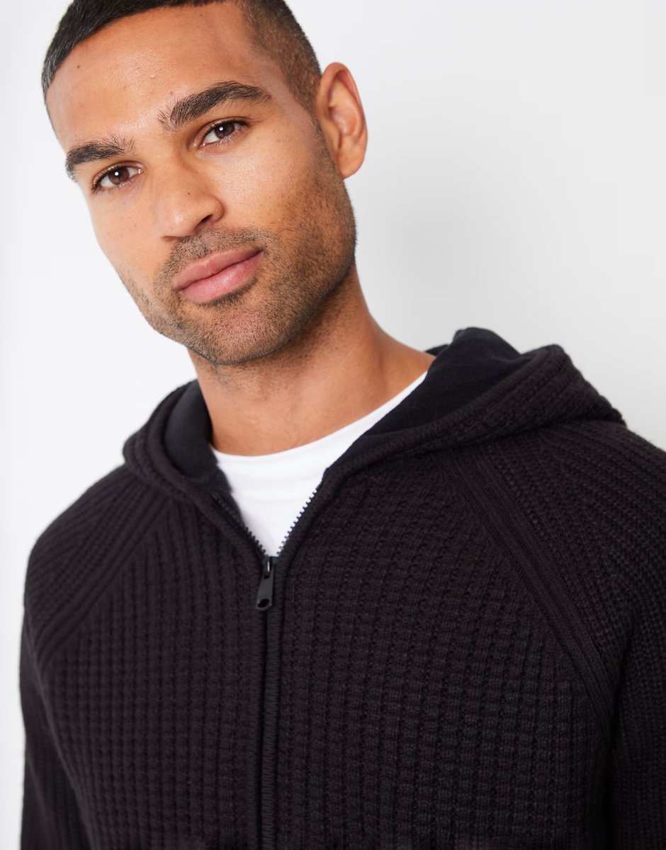 ASOS Threadbare Zip-up knitted hoodie with microfleece lining in black - 3