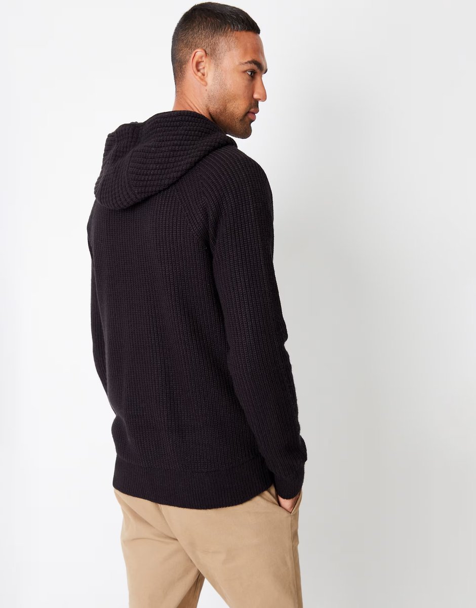 ASOS Threadbare Zip-up knitted hoodie with microfleece lining in black - 4