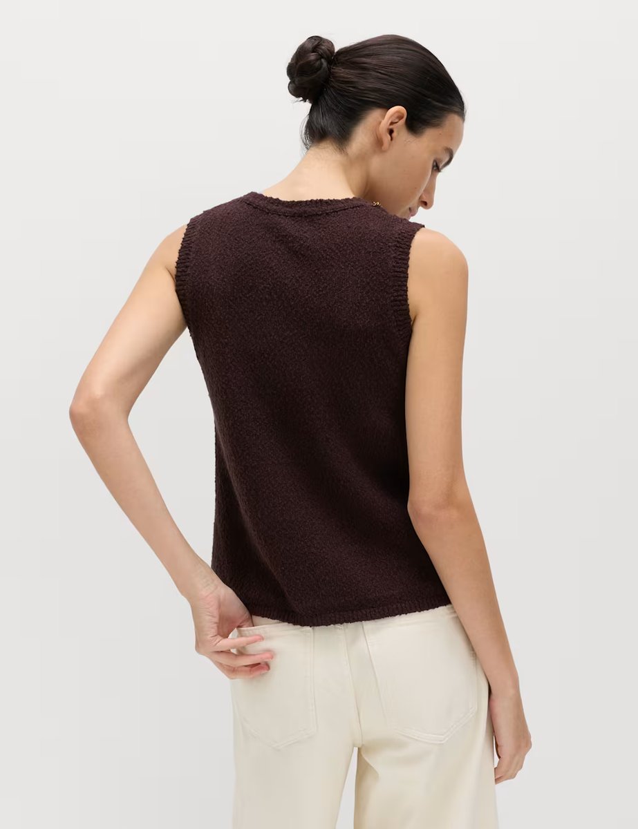 Marks & Spencer M&S Cotton Rich Chain Trim Knitted Vest Raisin - 3