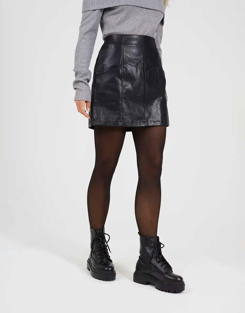 ASOS Brave Soul Faux leather mini skirt with pockets in black - 1