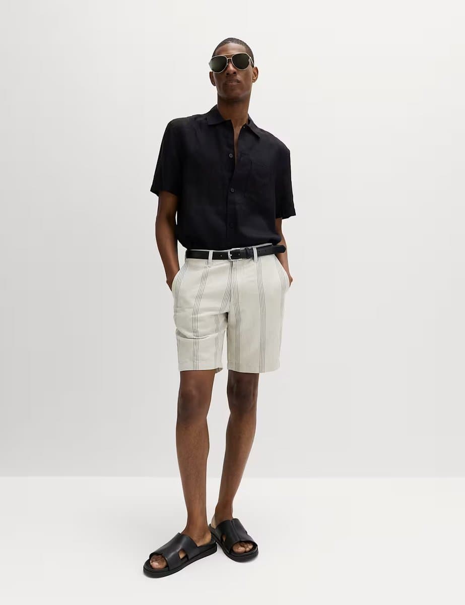 Marks & Spencer M&S Linen Blend Chino Shorts Stone