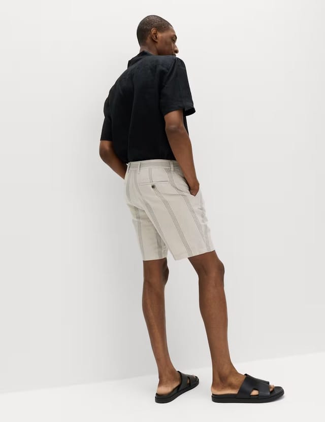 Marks & Spencer M&S Linen Blend Chino Shorts Stone - 3