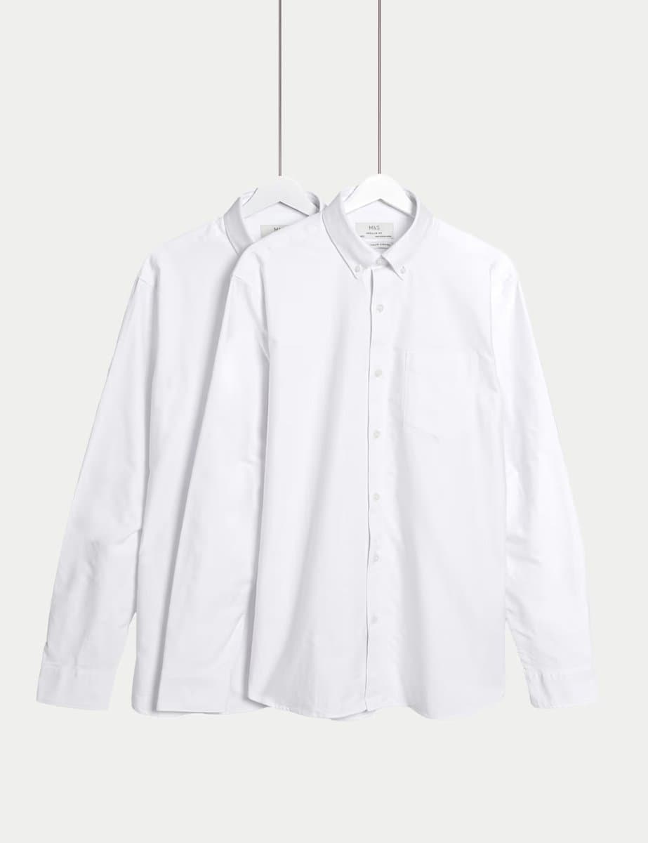 Marks & Spencer M&S Ultimate 2 Pack Regular Fit Pure Cotton Oxford Shirts White