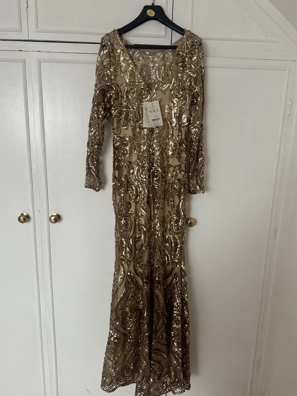 Monsoon Gold sequin embellished Monsoon evening/party/occasion dress - 1