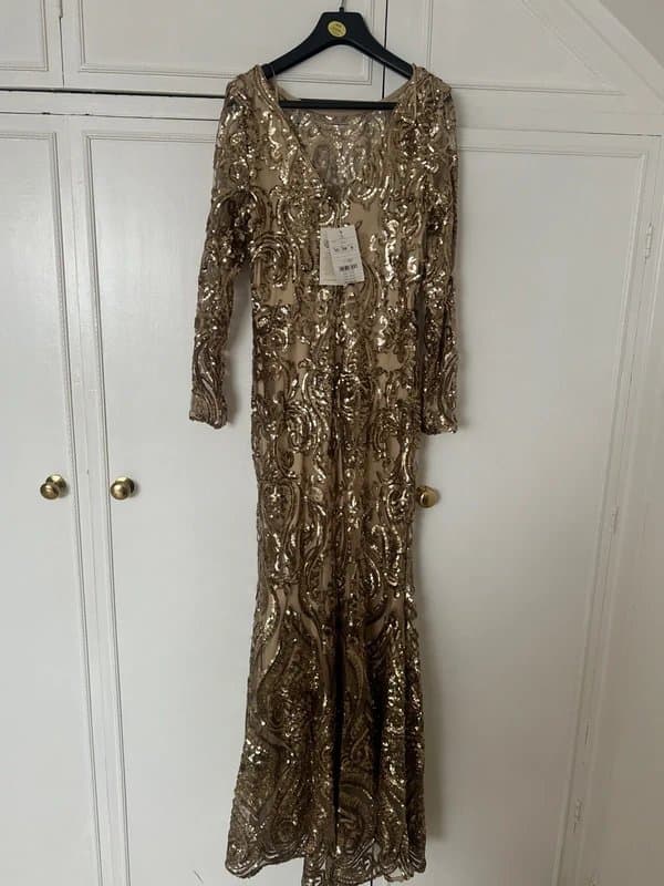 Monsoon Gold sequin embellished Monsoon evening/party/occasion dress