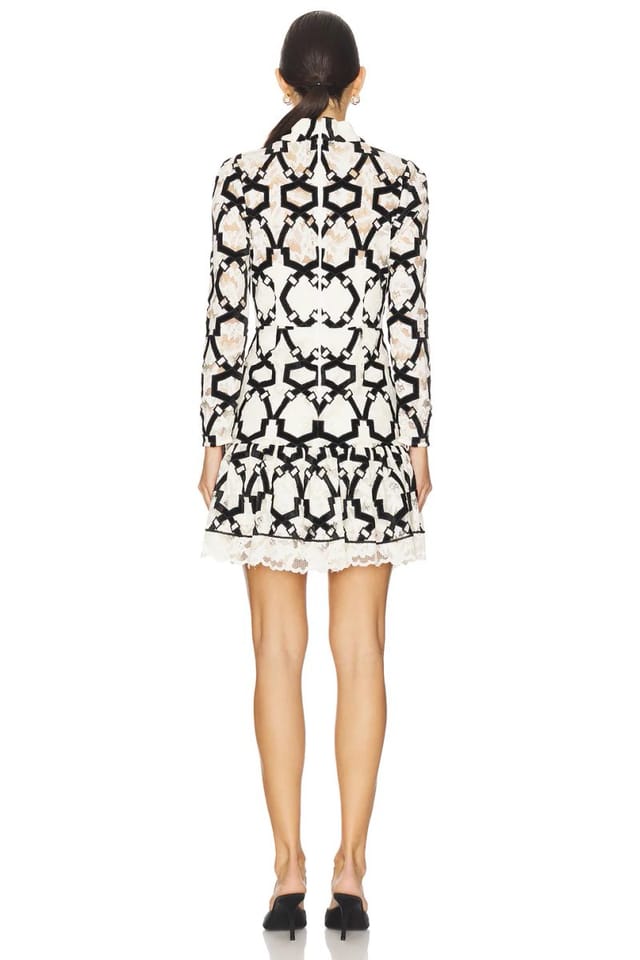 revolve Willa Velvet Flock Lace Mock Neck Dress - 3
