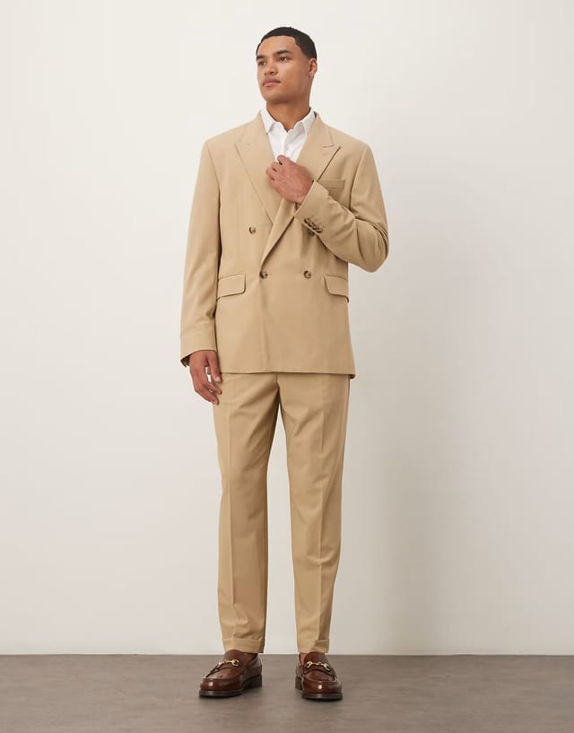 ASOS Mango double breasted blazer co-ord in beige - 2