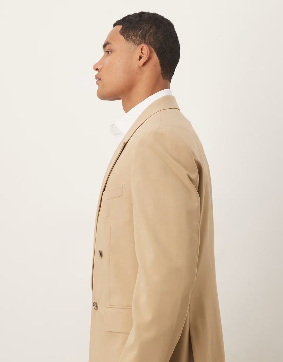 ASOS Mango double breasted blazer co-ord in beige - 4