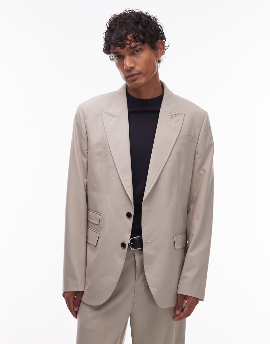 ASOS Allsaints Gallow tailored blazer in taupe - STONE