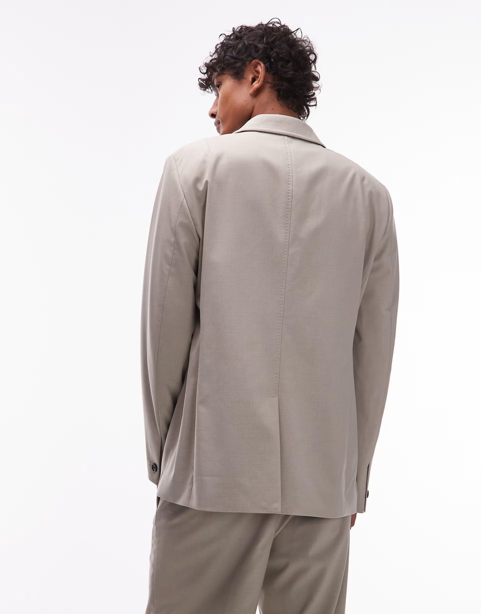 ASOS Allsaints Gallow tailored blazer in taupe - STONE - 3