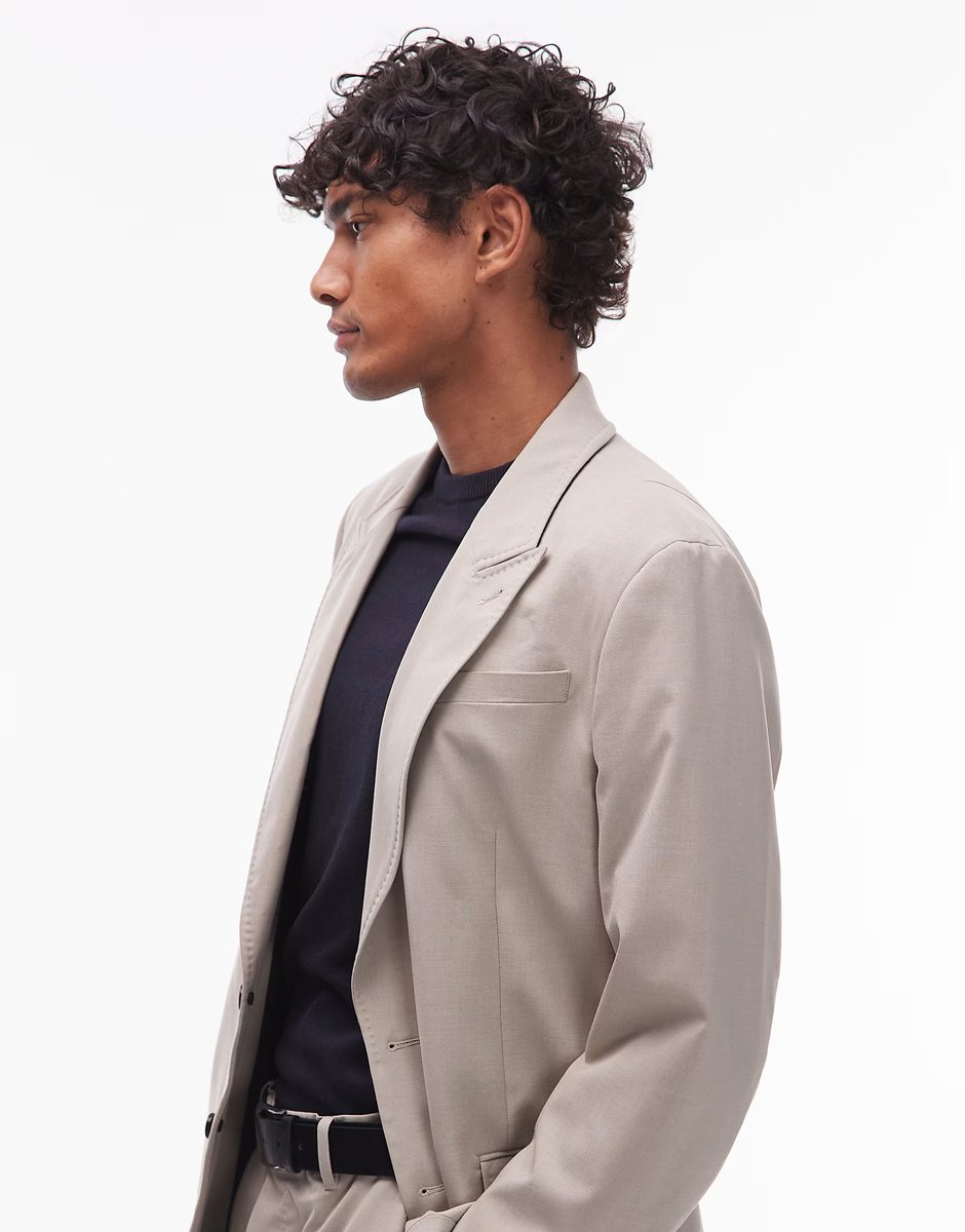 ASOS Allsaints Gallow tailored blazer in taupe - STONE - 4