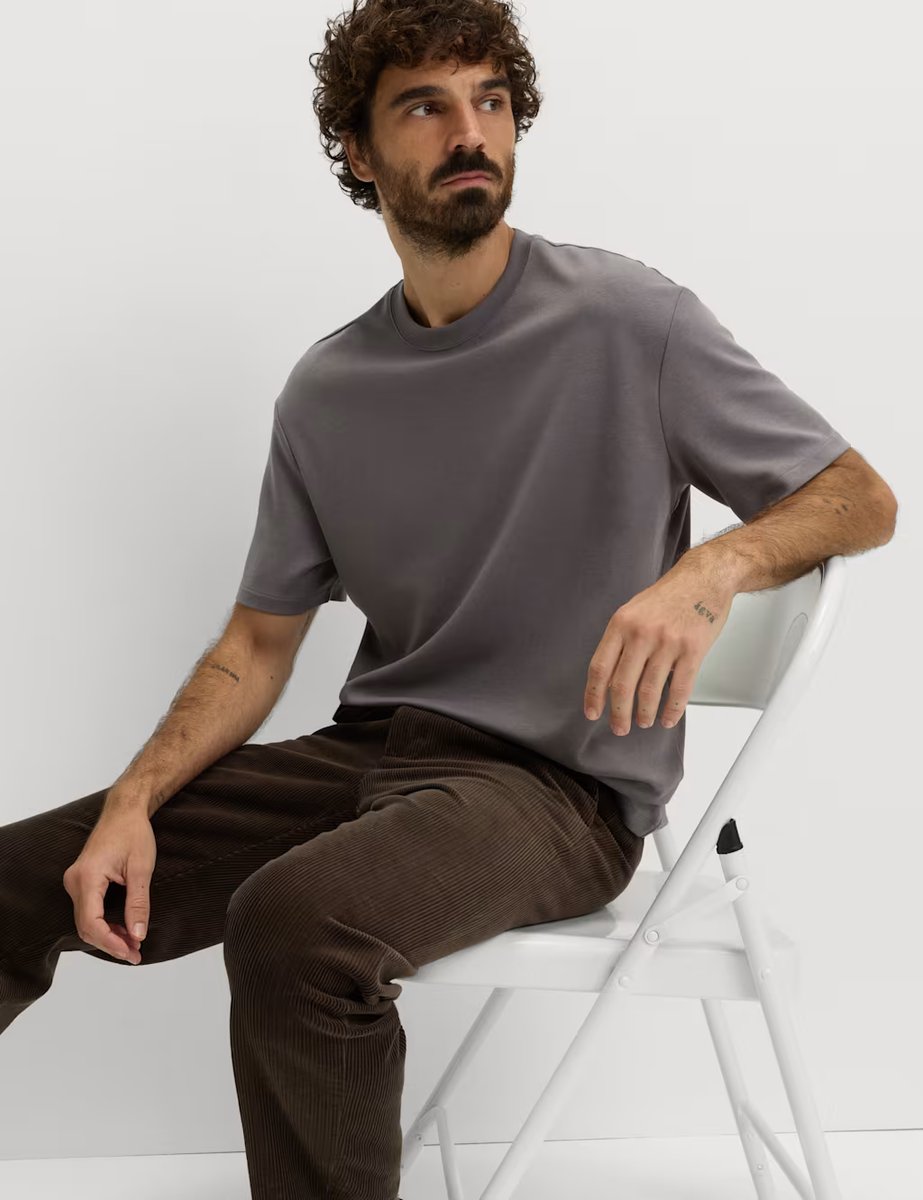 Marks & Spencer M&S Cotton Blend Ultimate Performance T-Shirt Mid Grey - 3