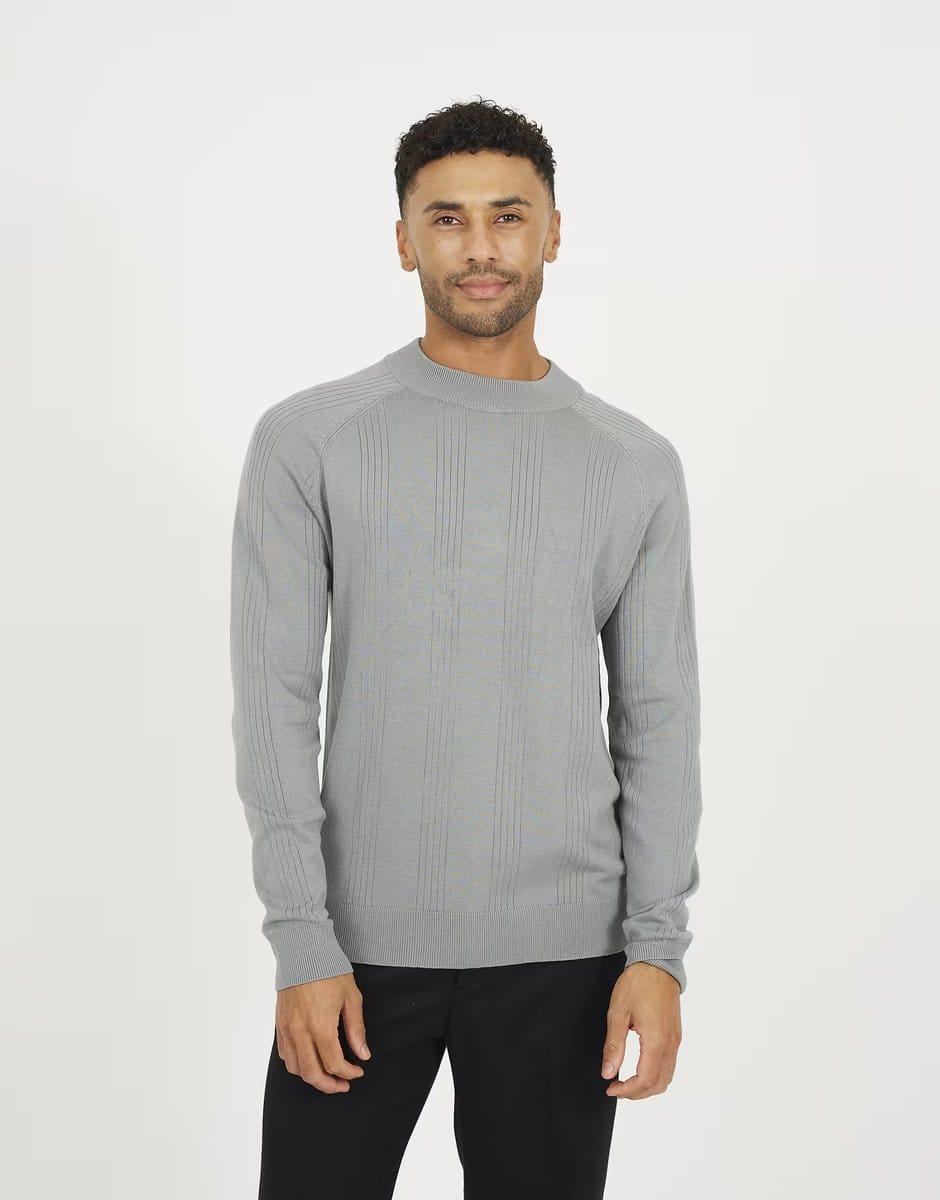 ASOS Brave Soul Long sleeve ribbed raglan jumper in grey - 1