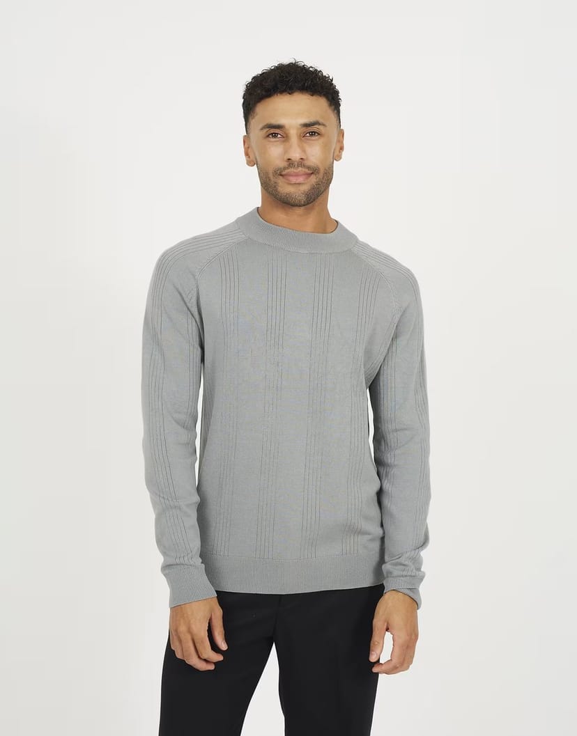 ASOS Brave Soul Long sleeve ribbed raglan jumper in grey - 1