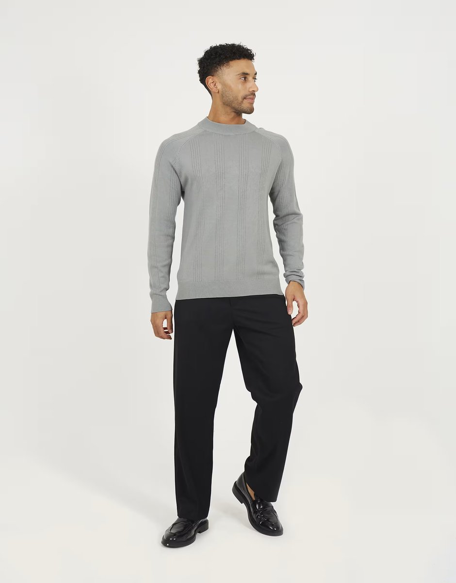 ASOS Brave Soul Long sleeve ribbed raglan jumper in grey - 2