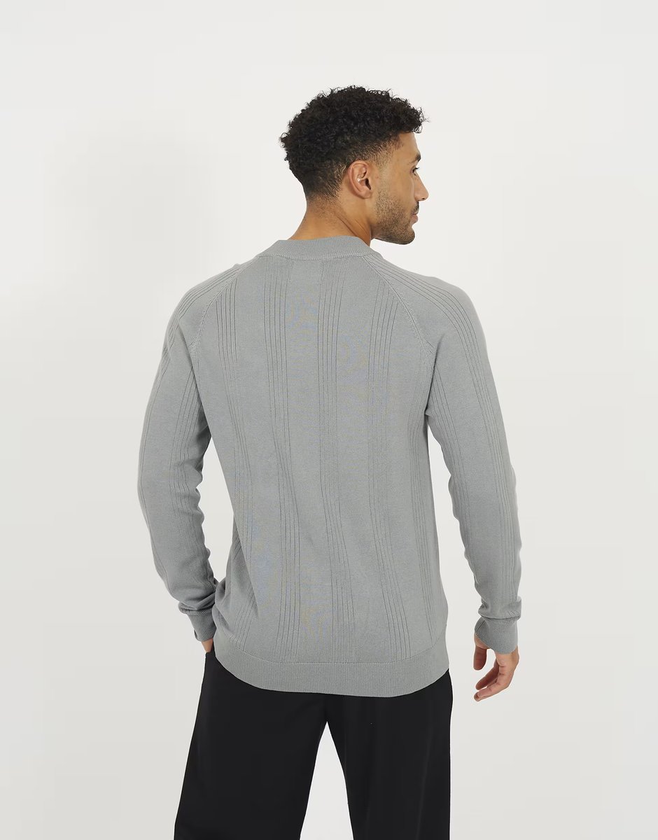 ASOS Brave Soul Long sleeve ribbed raglan jumper in grey - 3